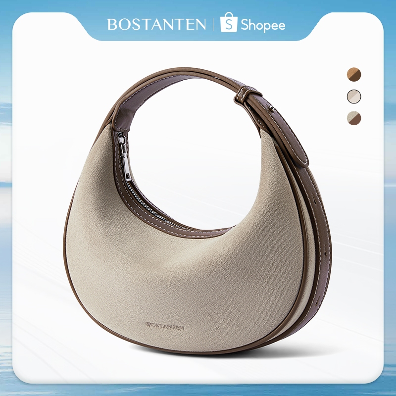 BOSTANTEN Suede Moon Bag กระเป๋าถือผู้หญิง กระเป๋าแฟชั่นสุดประณีต อเนกประสงค์