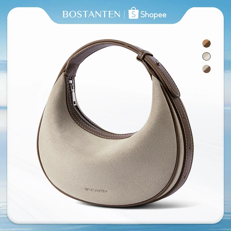BOSTANTEN Suede Moon Bag กระเป๋าถือผู้หญิง กระเป๋าแฟชั่นสุดประณีต อเนกประสงค์