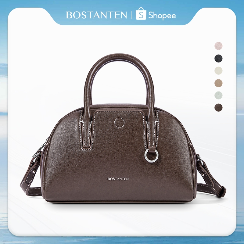 BOSTANTEN Mini Side Trunk กระเป๋าถือผู้หญิง ทรงครึ่งวงกลม หนังนุ่ม พกพาสะดวก สไตล์เรียบหรู ใช้ได้ทุกวัน