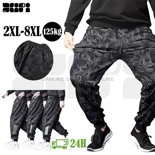 L-8XL กางเกงลายพรางผู้ชายไซส์ใหญ่ ทรงหลวม เอวยางยืด ผ้านุ่ม ระบายอากาศดี พร้อมส่งจากไทย
