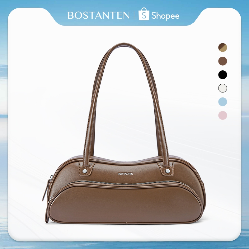 BOSTANTEN B baguette bag กระเป๋าถือสะพายไหล่สไตล์คลาสสิกสำหรับผู้หญิง ทันสมัยและอเนกประสงค์ ย้อนยุคและเรียบง่าย