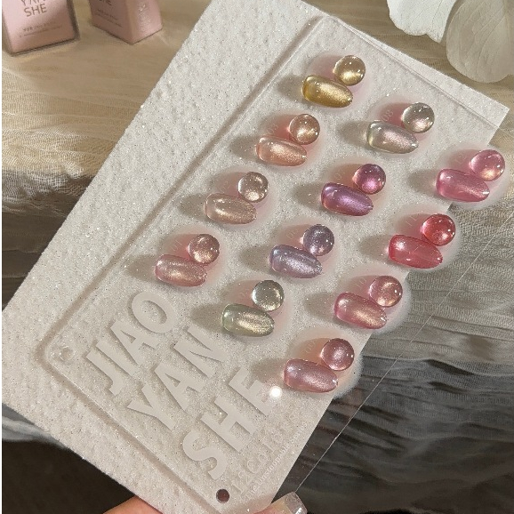 พร้อมส่ง  new set JYS 12สี  สีเจลแคทอาย ซาตินมุก✨ Jiao yan she Flower fairy cat eye 12 สี สีลูกแก้วส