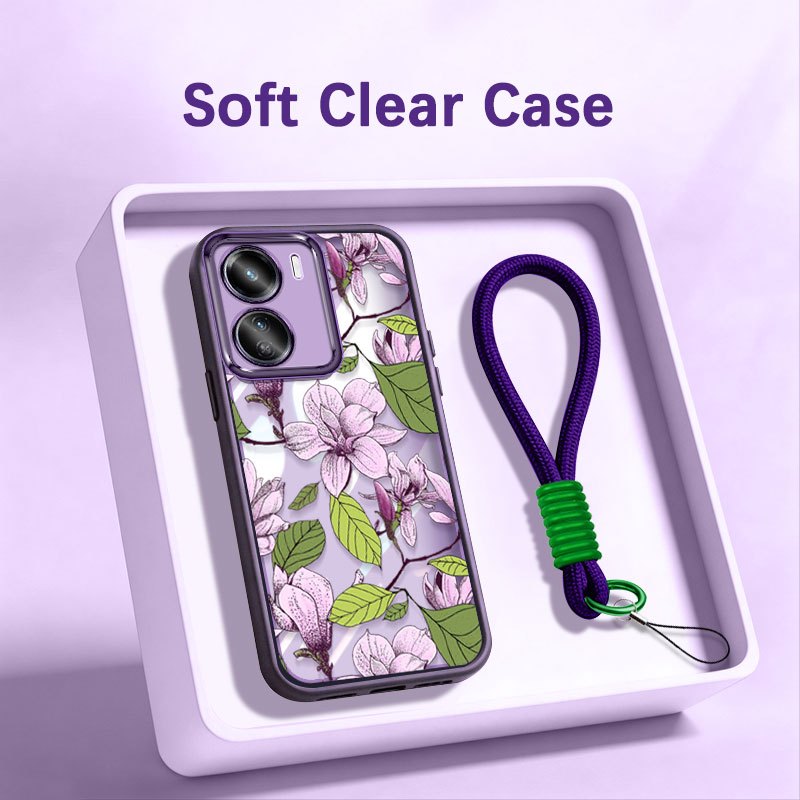 VRQR สําหรับ Vivo Y15A Y15S Y01A Y01 Y36 5G 4G เต็มหน้าจอ Vine พืชกันกระแทกเคสโทรศัพท์เชือกหนา