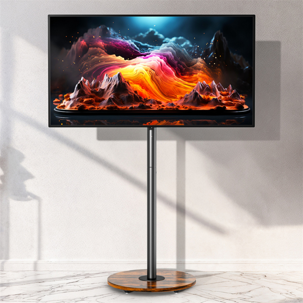 UNHO Heavy Duty Mobile TV Floor Stand มีล้อสําหรับ 40"-75" LCD/LED แบนหน้าจอโค้งสูงสุด 50KG, ปรับควา