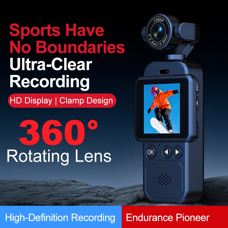 360° กล้องแอคชั่นแคมเมราหมุนได้ WiFi | 1080P HD Pocket Cam พร้อม F1.8 รูรับแสงขนาดใหญ่และเสถียรภาพสํ