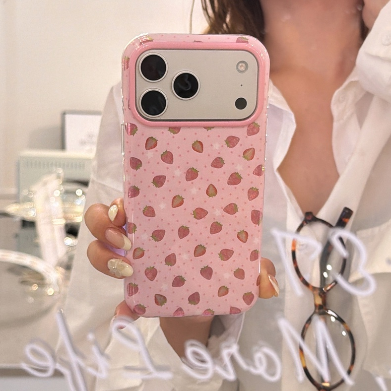 สําหรับ iphone Case 17 Pro Max 16 Pro Max 15 Pro Max เคสโทรศัพท์สตรอเบอร์รี่หวาน
