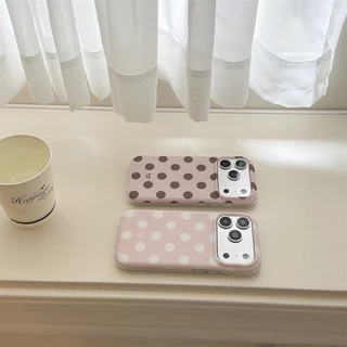 สําหรับ iphone Case 17 Pro Max 16 Pro Max 15 Pro Max เคสโทรศัพท์จุดคลื่นสีน้ําตาลขาว