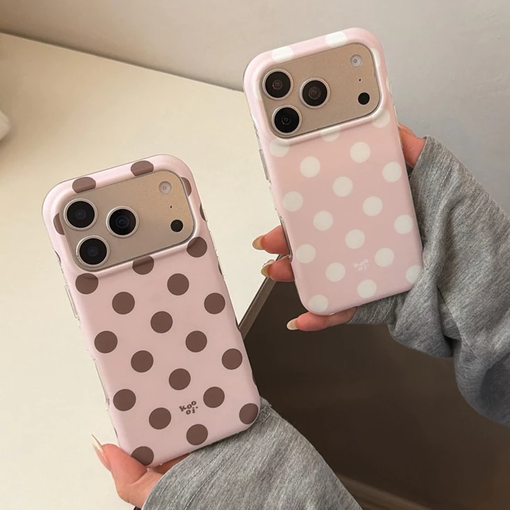สําหรับ iphone Case 17 Pro Max 16 Pro Max 15 Pro Max เคสโทรศัพท์จุดคลื่นสีน้ําตาลขาว