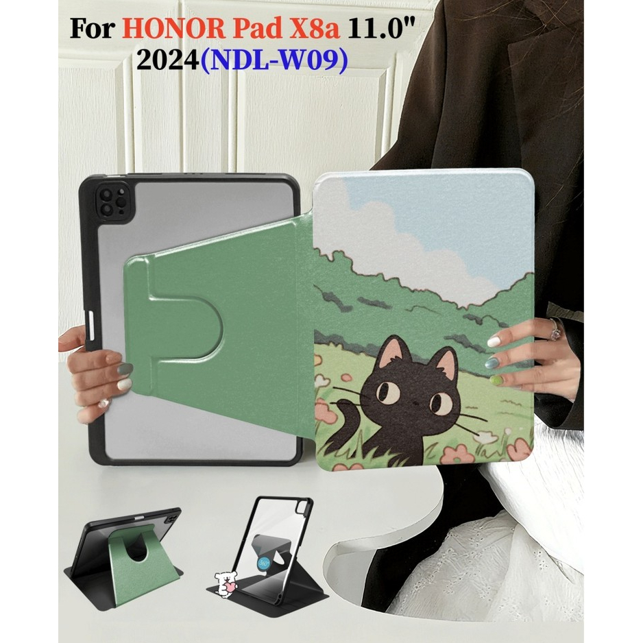 สําหรับ HONOR Pad X8a NDL-W09 2024 11.0 นิ้วแฟชั่น 360 หมุน Sweatproof ลื่นฝาครอบ HONOR Pad X8a NDL-
