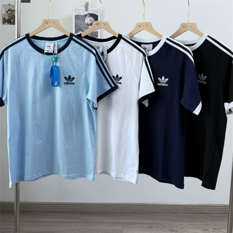 ผ้าฝ้าย 100% ปักโลโก้ฤดูร้อนสบาย ๆ เสื้อยืดแขนสั้นคอลูกเรือ ไม่จํากัดเพศ