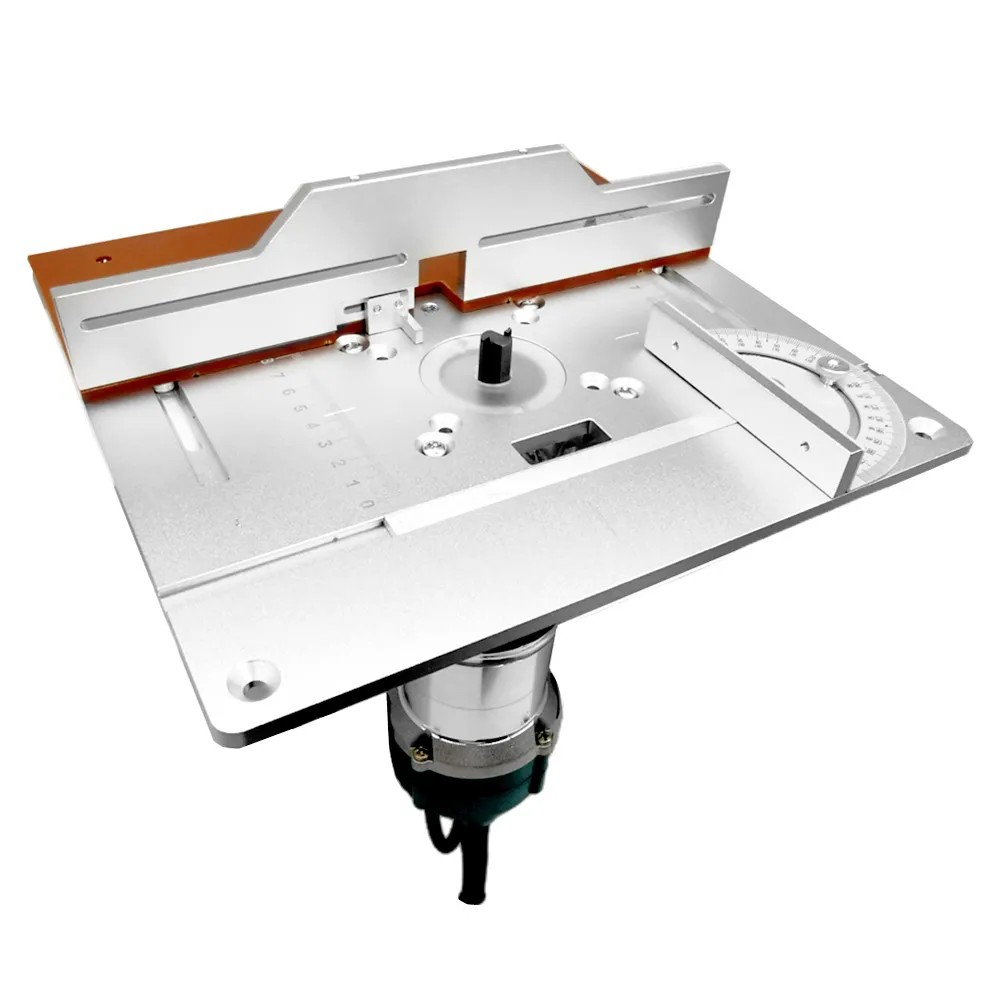 อลูมิเนียม Router ตารางใส่แผ่นไฟฟ้าไม้ Milling Flip Board พร้อม Miter Gauge ท่องเที่ยวตารางเลื่อยงานไม้ Workbench
