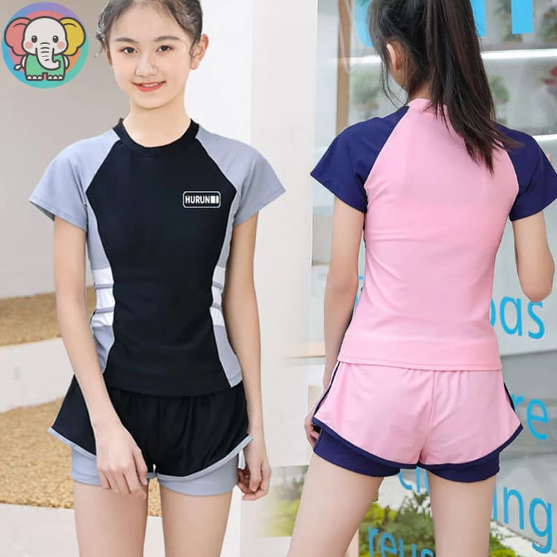 [จัดส่งในพื้นที่] 6-16 ปีชุดว่ายน้ําเด็กน่ารักหวานแยกชุดว่ายน้ําสําหรับเด็กผู้หญิงแห้งเร็วระบายอากาศสีปิดกั้นชุดว่ายน้ํา