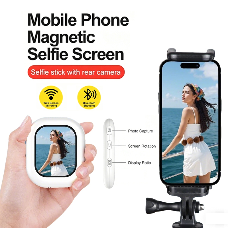 มินิไร้สาย/แบบมีสาย Selfie Monitor หน้าจอแม่เหล็ก Magsafe กล้องมองหลังพร้อม Vlog Live Stream สําหรับ iPhone/Android