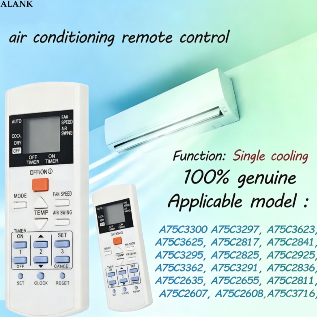 ALANK เหมาะสําหรับ Panasonic Single Cooling Function รีโมทคอนโทรลเครื่องปรับอากาศ A75C3300 A75C3297,