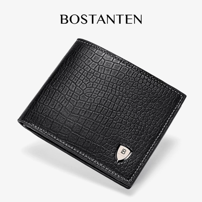 BOSTANTEN กระเป๋าตังค์ผู้ชาย หนัง PU ใบสั้น แฟชั่น