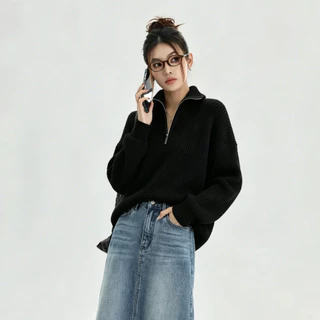 Kulimula Frankie sweater สเวตเตอร์ซิปไหมพรม เสื้อสเวตเตอร์ผู้หญิง ซิป เสื้อกันหนาว ผ้าถักอย่างดีใส่สบาย