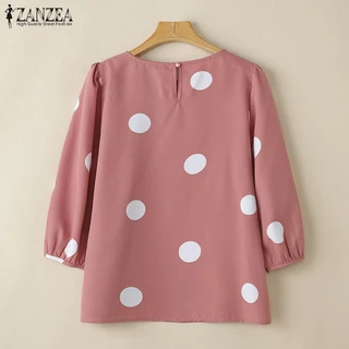 ZANZEA ซานเซีย ผู้หญิงวินเทจแฟชั่นแขนโคมไฟพิมพ์เสื้อลําลองหลวม