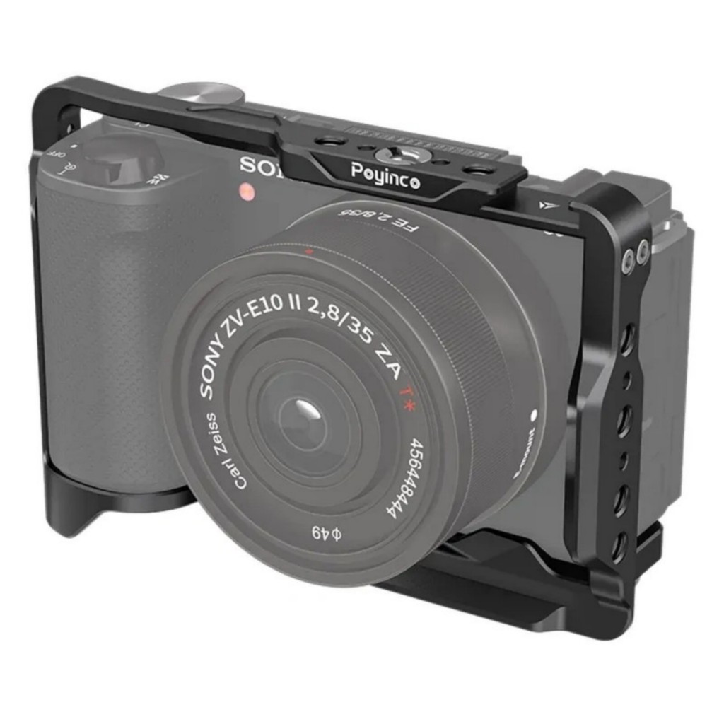 กรงกล้องสําหรับ Sony ZV-E10 II อลูมิเนียม Vlog Rig พร้อมรองเท้าเย็น Mount น้ําหนักเบากรอบป้องกันสําห