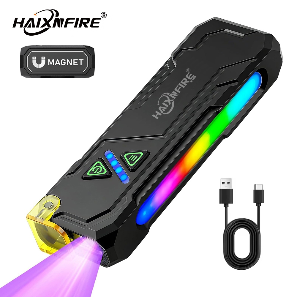HaixnFire W109 ไฟฉายพกพา UV ชาร์จได้ ความสว่างพิเศษ 2500 lumens สำหรับตั้งแคมป์และOutdoor