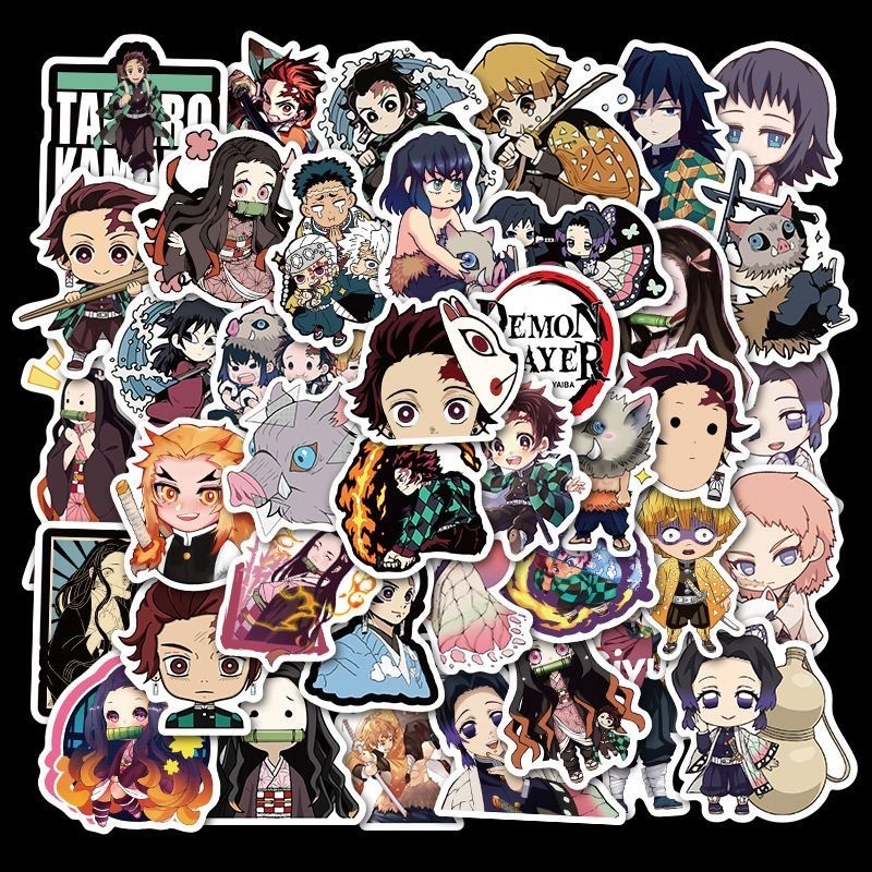 50 ชิ้น Demon Slayer กันน้ํา DIY สติกเกอร์สําหรับโทรศัพท์แล็ปท็อปรถสติกเกอร์ Creative Home Decal