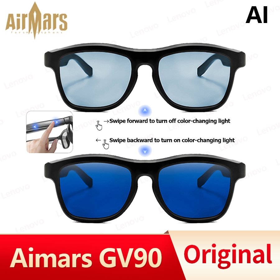 Airmars GV90 แว่นตาสมาร์ทไร้สาย หูฟังบลูทูธ5.4 เสียงดี ฟังเพลง HD Calls ป้องกันสีฟ้า แว่นกันแดด พร้อมไมค์ (แว่นตา Ai)