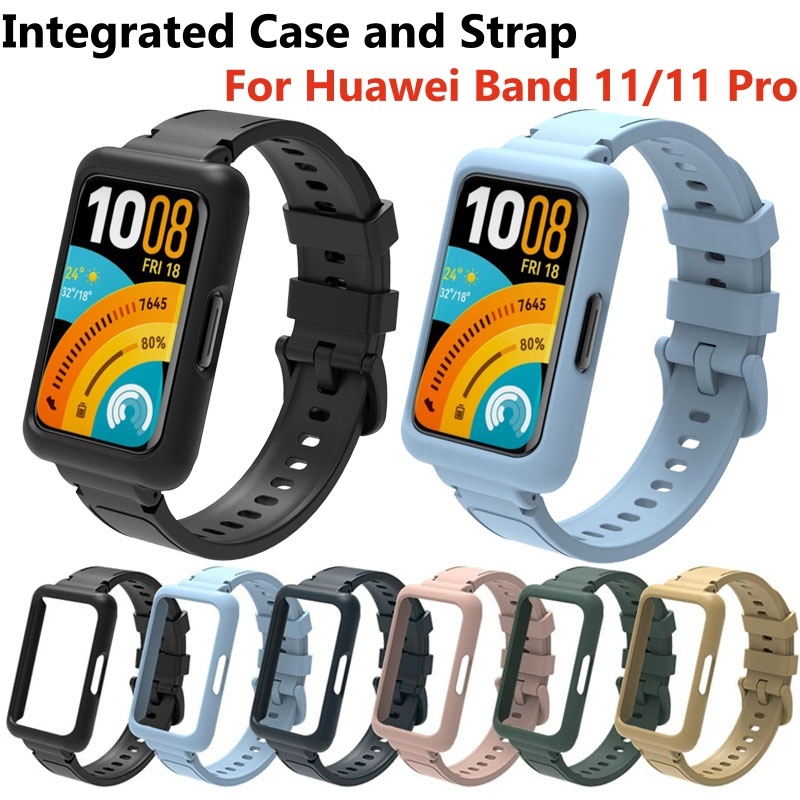 เคสซิลิโคนสําหรับ Huawei Band 11 Band 11 Pro Integrated Watchband Replacement Bracelet Strap