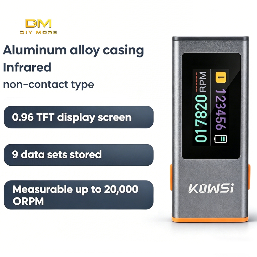 DIYMORE DC 5V 0.5A 0.96 นิ้ว TFT หน้าจอสีเครื่องทดสอบ RPM อินฟราเรดพร้อมเซ็นเซอร์เลเซอร์อินฟราเรดสําหรับการวัดแบบไม่สัมผัสและพอร์ต USB-C