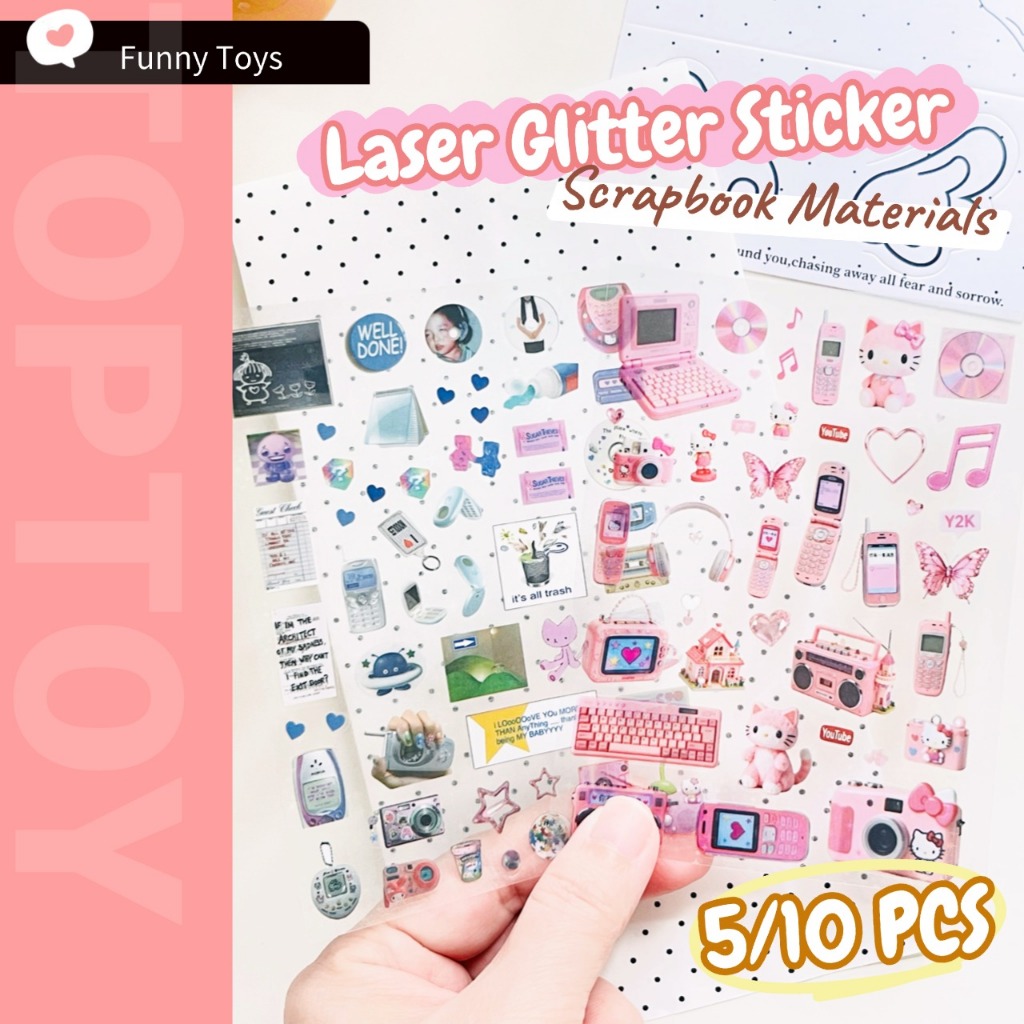 เลเซอร์แวววาวสติกเกอร์การ์ตูน ทําเอง โทรศัพท์มือถือไดอารี่ น่ารัก สติกเกอร์ไม่ซ้ํา กูก้า สติกเกอร์กันน้ําของขวัญส สติ๊กเกอร์ ติด เคสโทรศัพท์