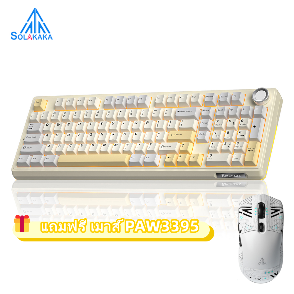 SOLAKAKA Ki99 PRO คีย์บอร์ดแบบกลไก 99 คีย์ Tri-mode Hot Swap RGB พร้อมแป้นพิมพ์ที่กําหนดเองลูกบิด