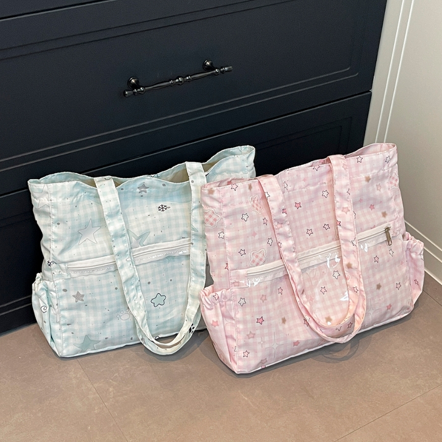 ญี่ปุ่นน่ารัก Star Polka Dot Pain กระเป๋า Preppy สไตล์ขนาดใหญ่-ความจุ One-Shoulder Tote กระเป๋า jk สาวสองมิติบาร์กระเป๋า