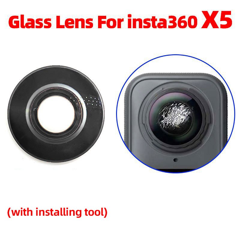 เลนส์ทดแทนสำหรับชิ้นส่วนซ่อมกล้องแอคชั่น Insta360 X5 เลนส์กระจกเปลี่ยนอุปกรณ์เสริม Lens Glass Replacement