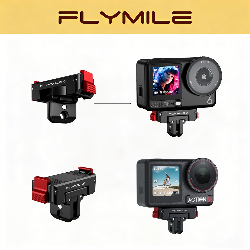 Flymile Rotatable Quick Release Adapter Mount, สําหรับ DJI Osmo Action 6/Nano, สําหรับ DJI Osmo 360/Action 5 Pro/4
