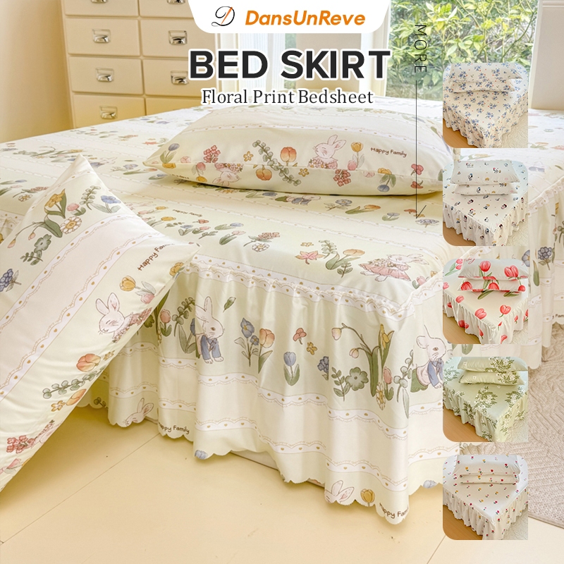 กระโปรงเตียง ผ้าปูที่นอน 6ฟุต/5ฟุต/4ฟุต ผ้าปู tulip ดอกไม้ การ์ตูน ความสูง 13 นิ้ว หมี bedskirt