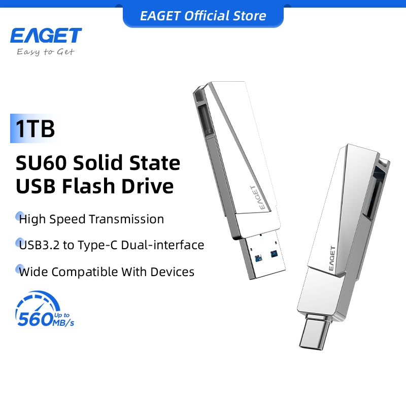 EAGET SU60 560MB/S แฟลชไดรฟ์โซลิดสเตตความเร็วสูงพิเศษ (256GB/512GB/1TB)