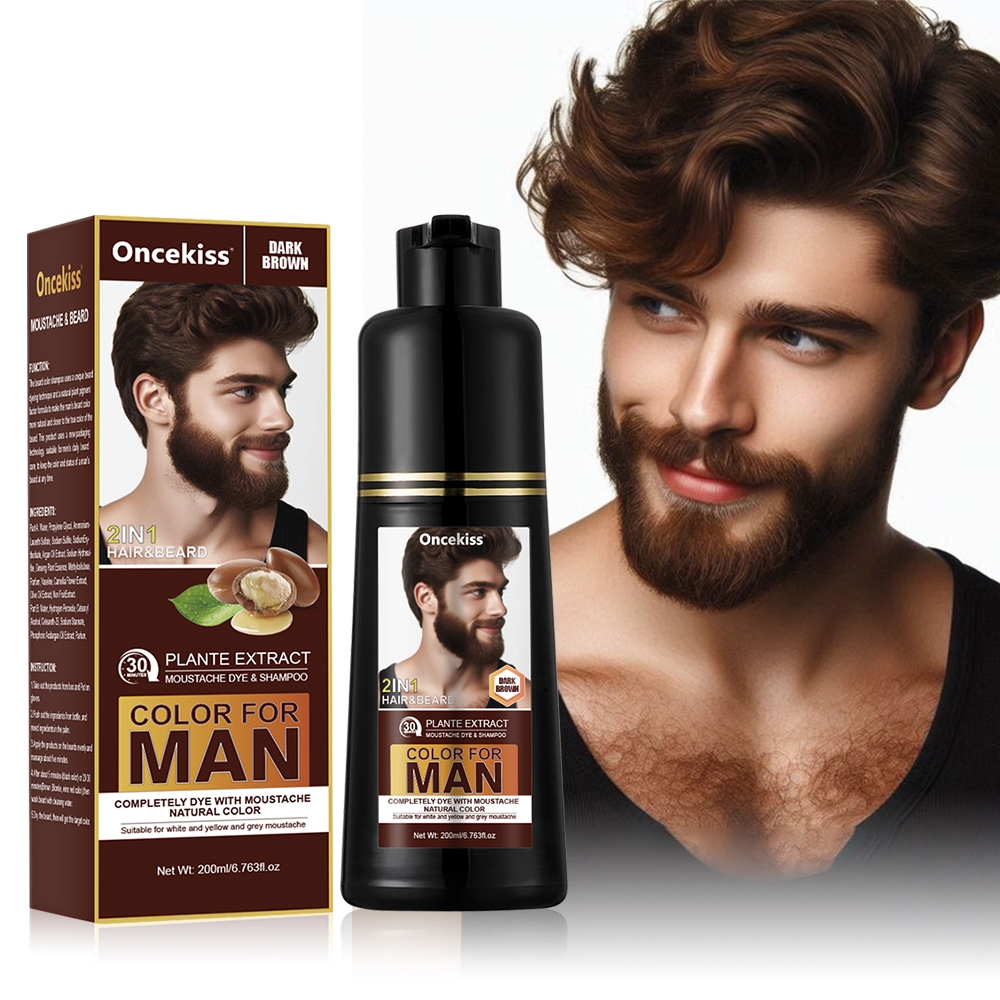 VERONNI 200ml ธรรมชาติผู้ชายผมเคราสี Dye ง่ายต่อการสีสไตล์หนวด Beard Dye สําหรับชายกึ่งถาวร Beard Dye