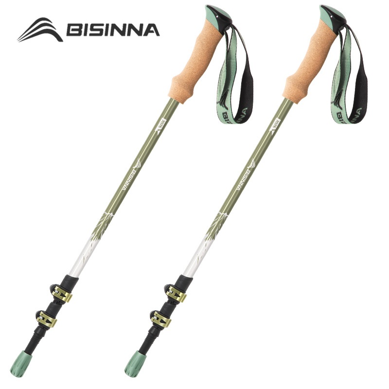 BISINNA Trekking Sticks อลูมิเนียมน้ำหนักเบา พร้อมล็อคภายนอกแบบปรับได้ เหมาะสำหรับคนชอบเดินป่า