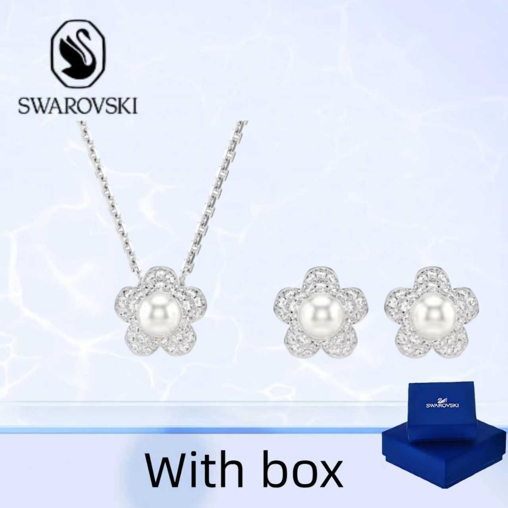 สร้อยคอมาเรียบหรูจาก Swarovski กับ Ariana Grande (พร้อมกล่อง), เครื่องประดับเงินแท้, ออกแบบดอกไม้