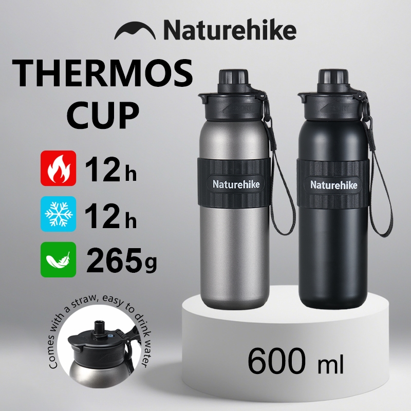 Naturehike Chasing Wind ขวดน้ําไทเทเนียมบริสุทธิ์ 600 มล. – ไทเทเนียม 99.88% ร้อน/เย็น 12 ชม. 265ก. น้ําหนักเบา