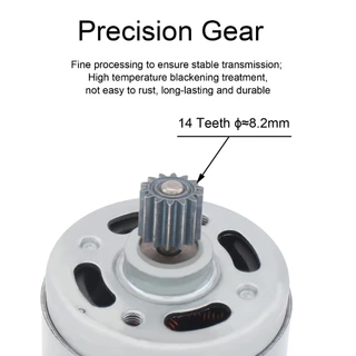 RS550 เลื่อยโซ่มอเตอร์ 21V 25000RPM เลื่อยไฟฟ้า Micro DC มอเตอร์สําหรับเลื่อยลูกสูบ/ชาร์จมือ/สว่านไฟฟ้าพร้อม 8.4 มม.14 ฟันเกียร์, RS550 Micro DC มอเตอร์