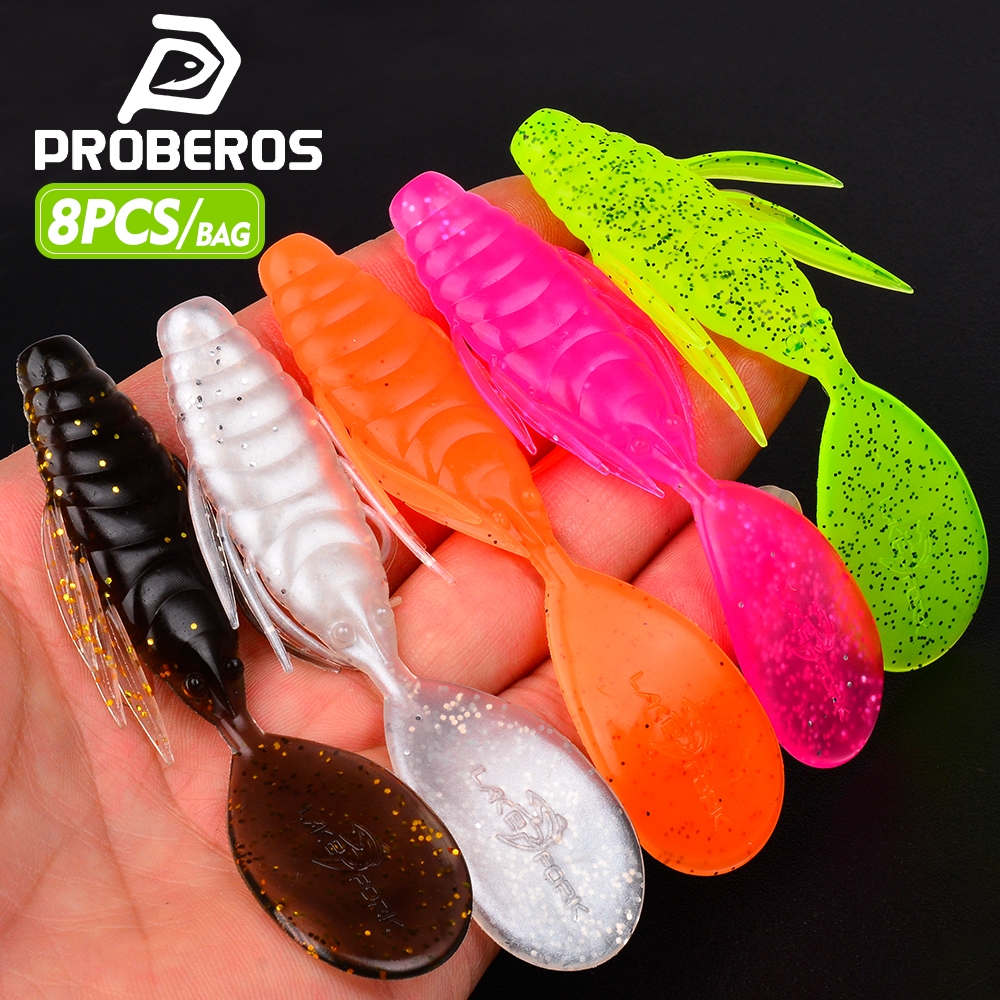 Proberos 8PCS สารล่อนุ่ม Hyper Freak 5.5g/9 ซม. ผสมผสานด้วยการสั่นสะเทือนที่แข็งแกร่งและการกระจายน้ําของมันหางพายเฉพาะชีวิตให้กับเหยื่อนี้