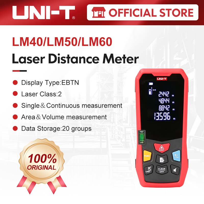 Uni-t เลเซอร์วัดระยะทาง 40 เมตร 50 เมตร 60 เมตร LM40 LM50 LM60