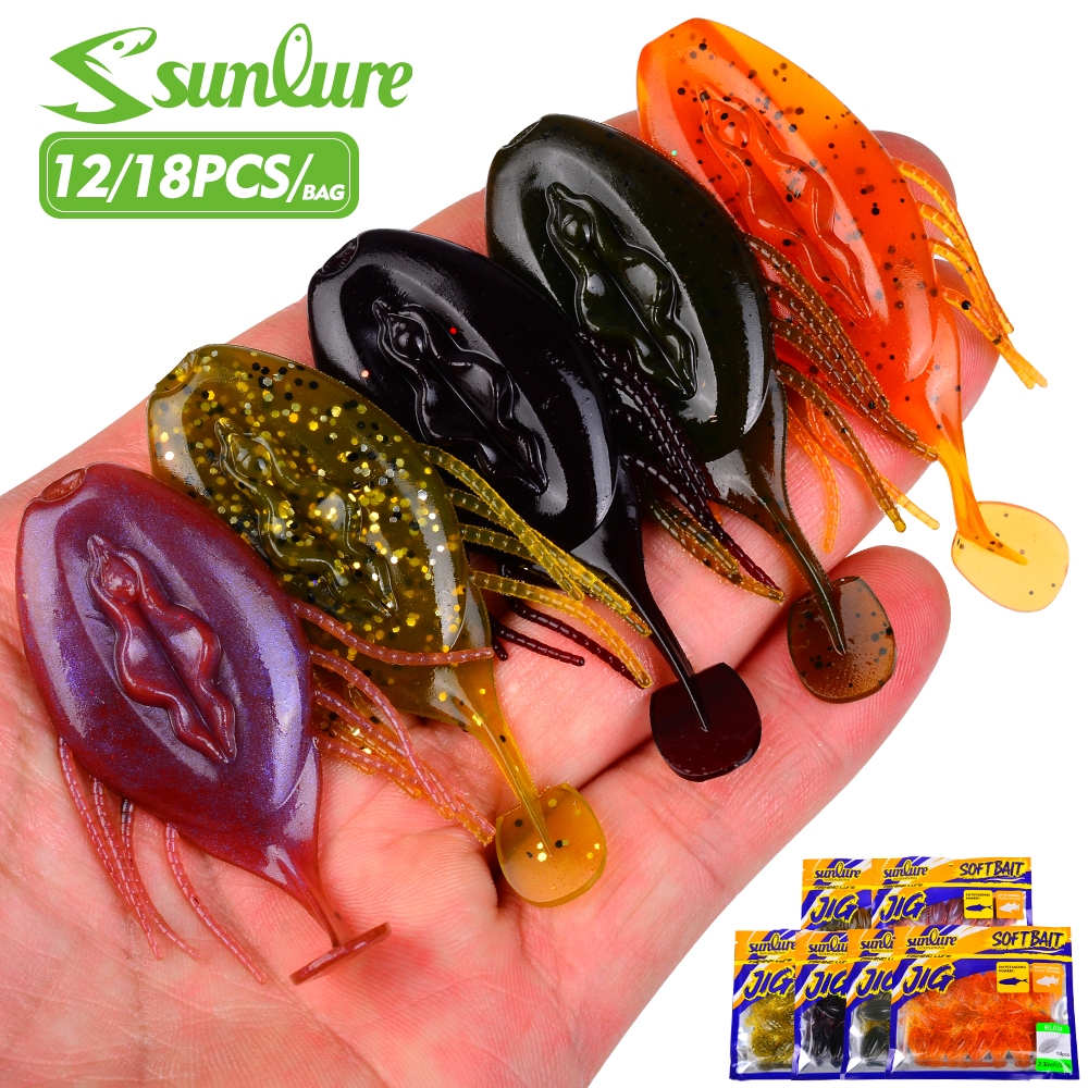 เหยื่อตกปลารุ่น Sunlure 12/18PCS ขนาด 5.8/7.1 ซม. 6 สี เหยื่อบายแบน Body ตกปลาเหมือนจริง เหมาะสำหรับการตกปลาหลายชนิด เช่น bass และ walleye
