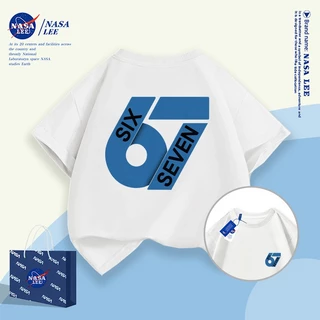 [จัดส่งในพื้นที่] นาซ่า เสื้อผ้าเด็กสร้างสรรค์ 67 อินเทรนด์พิมพ์แขนสั้นชายหญิงฤดูร้อนหลวมทุกการแข่งขันเสื้อยืดขนาดกลางขนาดใหญ่เด็กเสื้อลําล