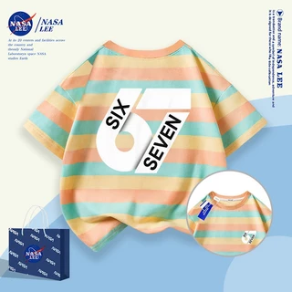 [จัดส่งในพื้นที่] นาซ่า เสื้อผ้าเด็กสร้างสรรค์ 67 อินเทรนด์พิมพ์แขนสั้นชายหญิงฤดูร้อนหลวมทุกการแข่งขันเสื้อยืดขนาดกลางขนาดใหญ่เด็กเสื้อลําล