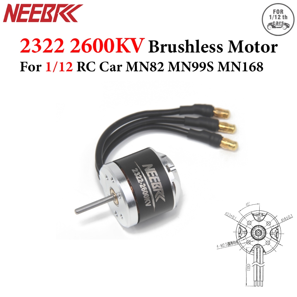 NEEBRC 2322 2600KV Outrunner มอเตอร์ไร้แปรงสําหรับ 1/12 RC รถ MN82 MN99S MN168 Part