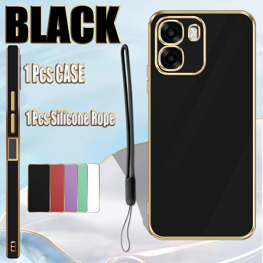 สําหรับ OPPO A6X CPH2823 CPH2819 กรณีหรูหราไฟฟ้ากรณีโทรศัพท์อ่อนพร้อมเชือกเส้นเล็กซิลิโคน