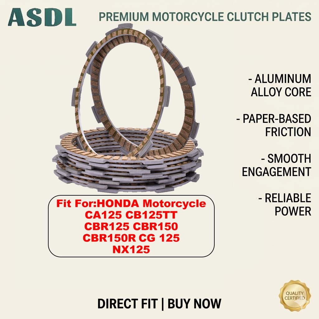 ASDL สําหรับ HONDA CA125 NX125 CA125 CB125 CBR125 CBR150 CG125 คลัทช์ซับชุดแผ่นแรงเสียดทานชุดอุปกรณ์