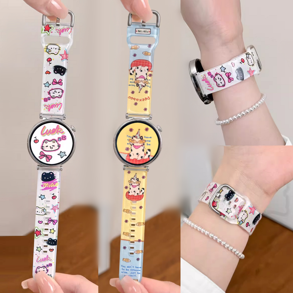 สายการ์ตูนใสสําหรับ Galaxy watch 7 สาย / Galaxy watch 6 / Galaxy watch 5/43 / Garmin vivoactive 6 5 