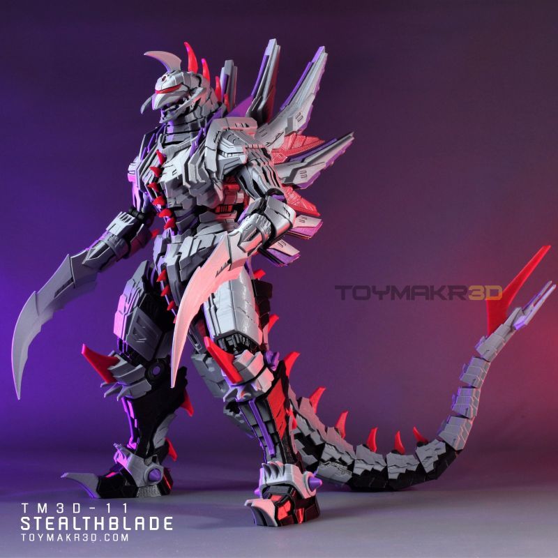 Toymakr3D ใบมีดซ่อนเหล็กฝาครอบรุ่นของเล่น 3D การพิมพ์แพหุ่นยนต์ Mecha ตกแต่งบล็อกอาคารรูปปั้นคลาสสิกของขวัญอินเทรนด์ของเล่น TM30-11 Stealthblade มือถือชุด gund