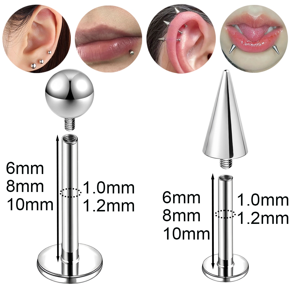 Bodyace 1 PC สแตนเลสสตีล Lip Stud ภายในเกลียว Lip แหวน Spike Labret เจาะเครื่องประดับ Unisex Labret แหวน